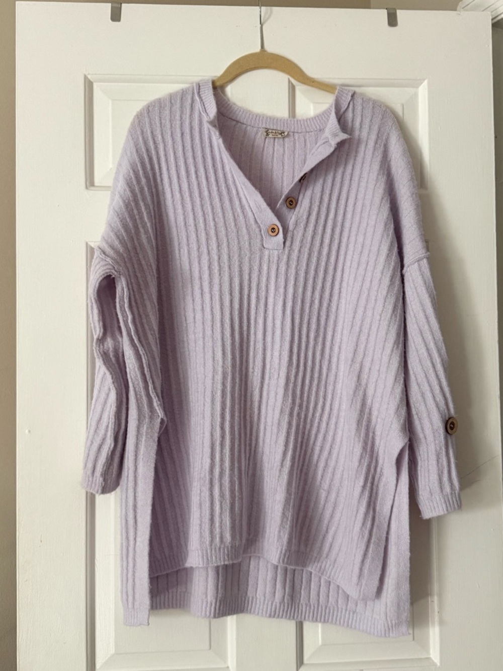Free People Soft Ribbed Pastel Lavender Sweater